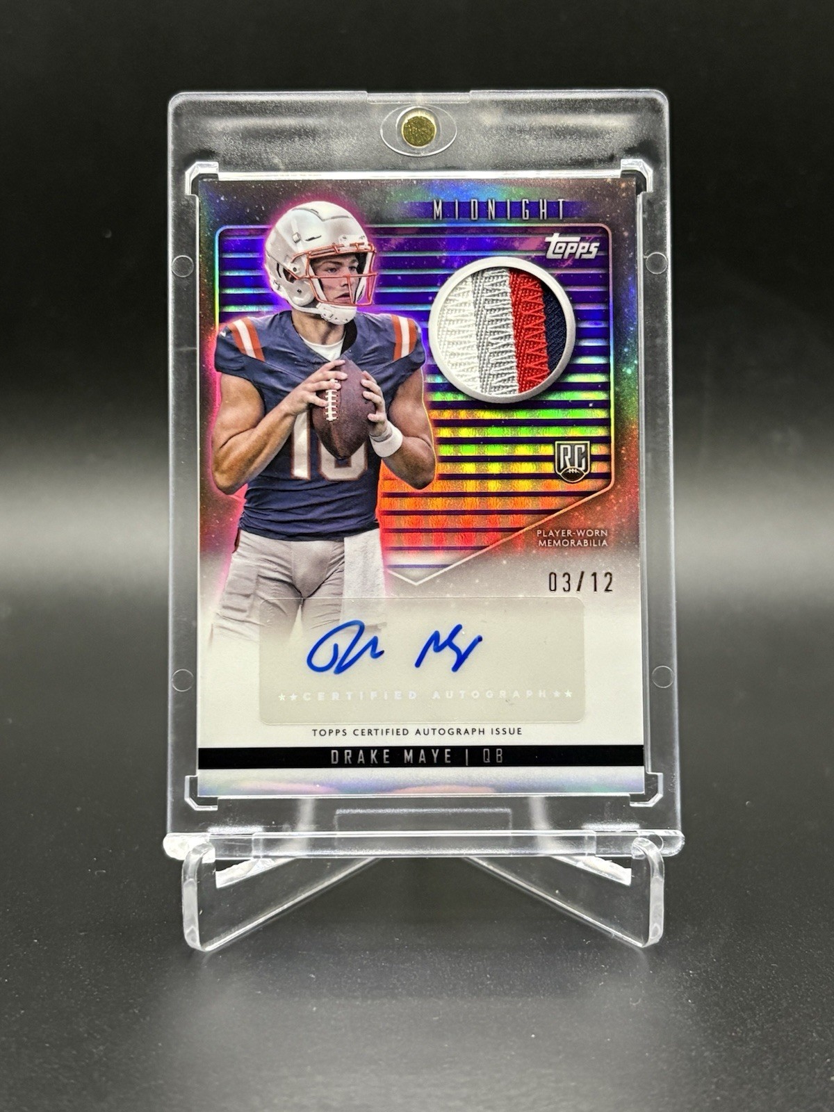 2024 Topps Midnight Drake Maye Rookie Patch Auto RPA #3/12 New England Patriots