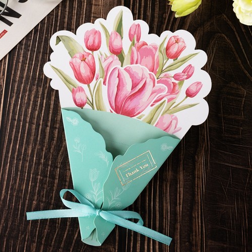 10pcs Carnation Flower Gift Card Folding Thank You Card Valentine's Day - Picture 18 of 20
