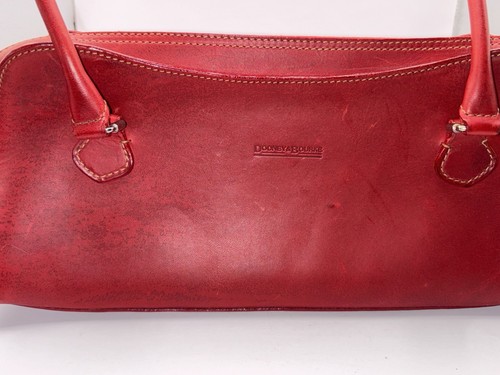 Vtg 90s Y2K Dooney & Bourke Barrel Bag Red Leather - Picture 3 of 6
