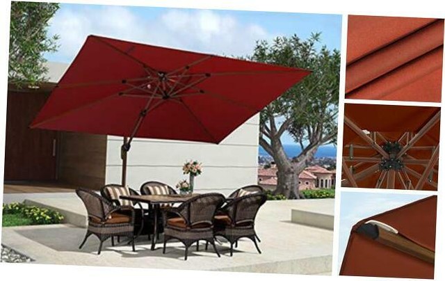 Purple Leaf 9 X 12 Double Top Deluxe Wood Pattern Rectangle Patio Umbrella Off Ebay