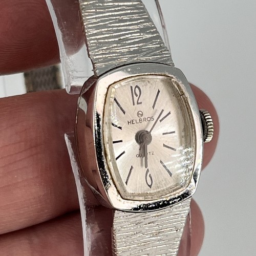 Helbros Women's Watch Fancy Cocktail Dainty Slim Silver Tone NEW BATTERY RUNS! - Picture 10 of 12