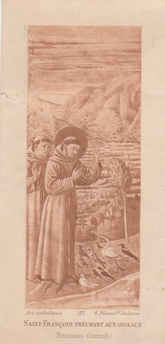 Ancienne image pieuse Saint François préchant aux Oiseaux Francois ...