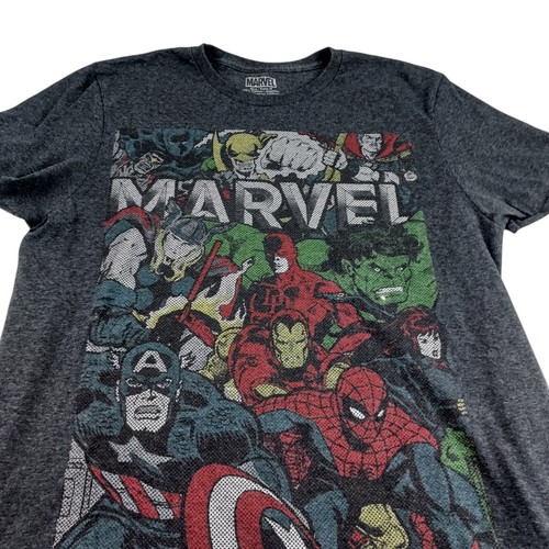 Marvel T Shirt Uomo Manica Corta Media Grigio Hulk Iron Man Capitan America - Foto 2 di 5