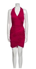 NWT HALSTON HERITAGE V-Neck Knee-Length Dress. RASPBERRY SIZE M