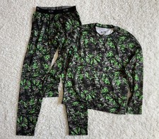 Champion C9 Boy Base Layer Set Sz M Green Black EUC