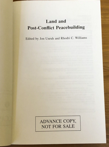 Land and Post-Conflict Peacebuilding, Jon Unruh Rhodri C. Williams eds paperback - 第 5/6 張圖片