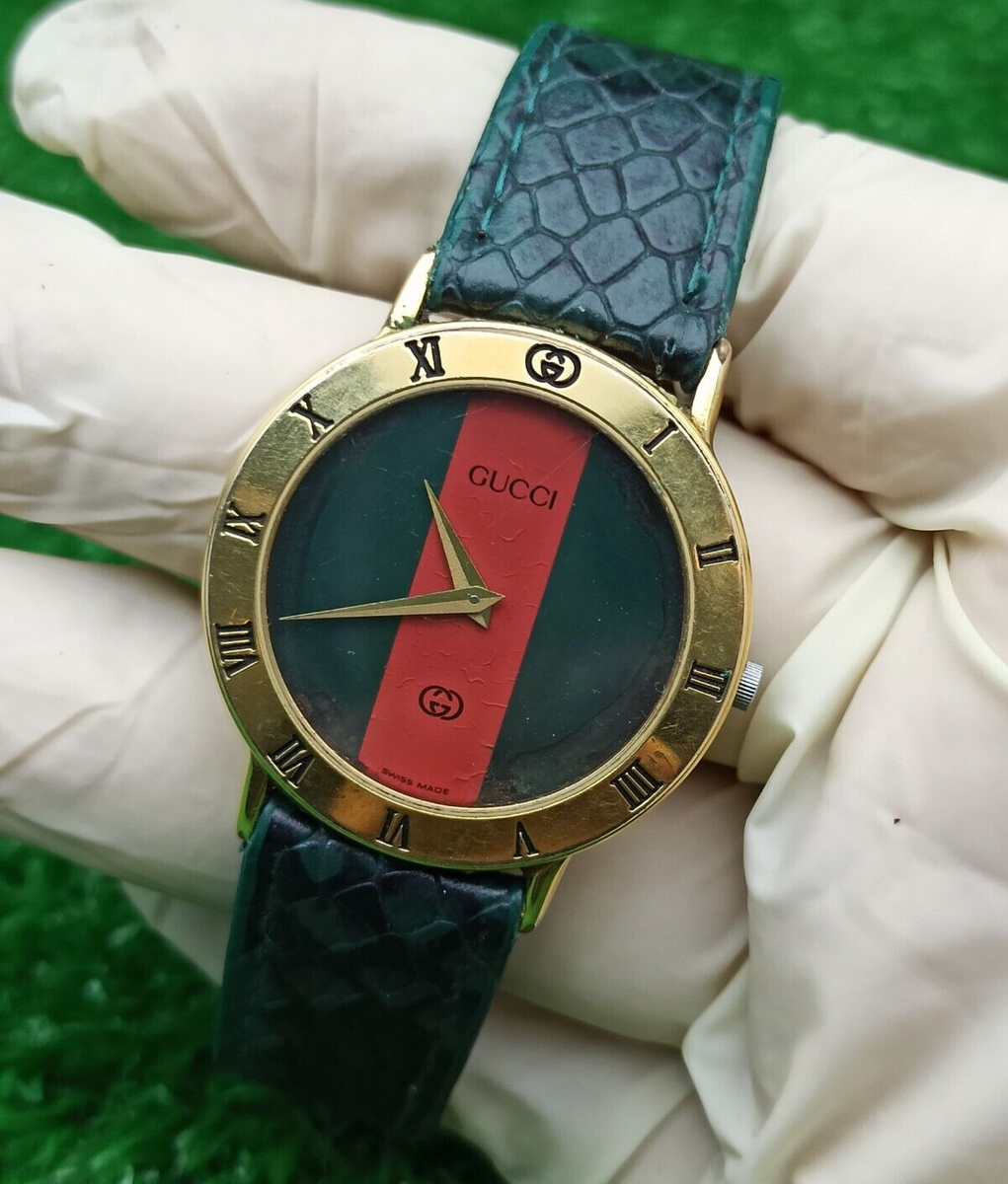 Rare Luxury GUCCI 3000 M Gold Casual & Sporty Outfits Watch Swiss