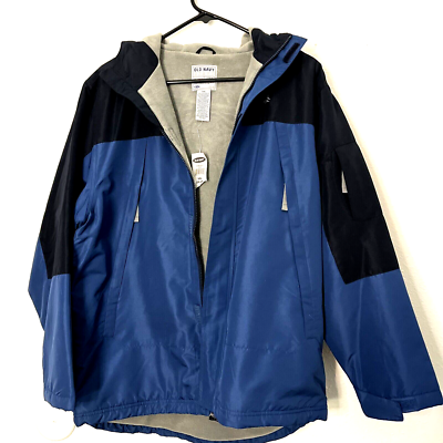 Old Navy Lined Rain Jacket Lined Hooded Size XXL Blue Black NWT | eBay