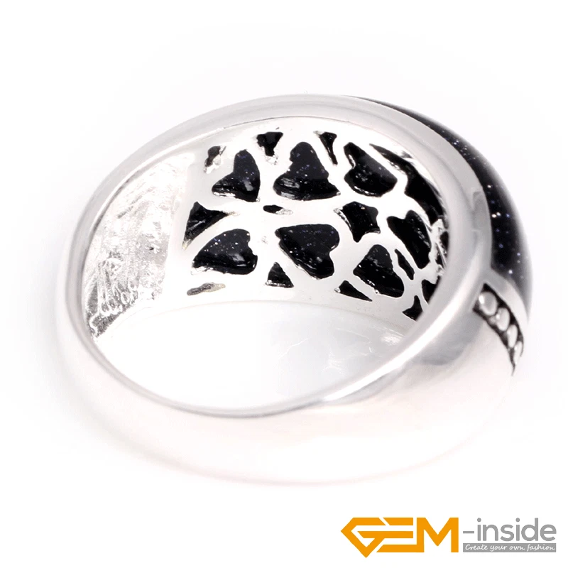 Natural Assorted Agate Gemstone Charm Rings Jewelry Tibetan Silver Marcasite#7-9 Foto 3 de 4