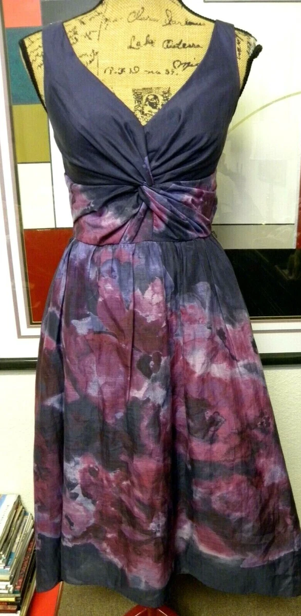 Neiman Marcus Target Lela Rose Purple Floral Cocktail Dress Cotton