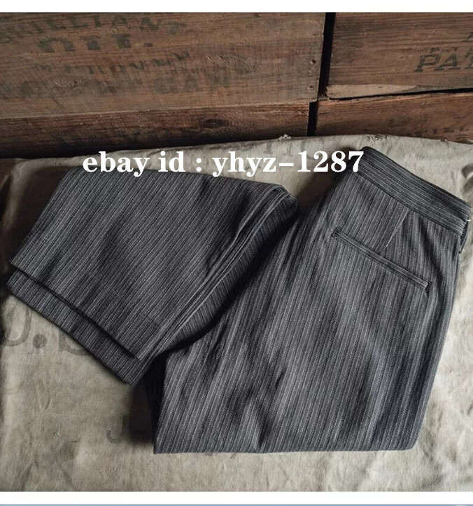 30s〜40s Black×Grey cotton stripe pants 1930s - 1940s Black & Gray Stripe Work Pants | Bronson