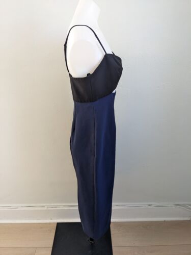 Jill Stuart Sz 6 Cut Out Sheath Mini Dress Black Navy Combo Back Slit Sleeveless - Picture 8 of 15