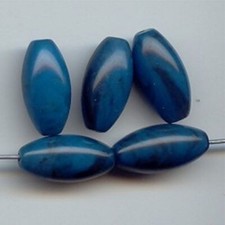 12 VINTAGE PETROL BLUE MARBLE ACRYLIC 18x9mm. OVAL BEADS 6733