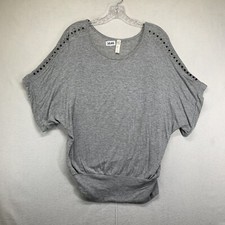 La Miel Women’s Gray Studded Sleeve Blouse Large Vintage Made In USA Super Soft
