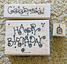 Lot of 3 Birthday Themed Rubber Stamps Stampin Up!