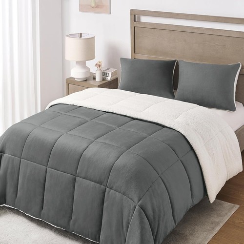 Plush King Size Comforter Set with Sherpa Backing – Soft Fuzzy Winter Bedding - Picture 3 of 8