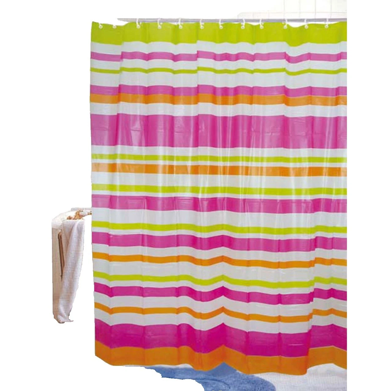 Многоцветные полосатые виниловые занавески для душа