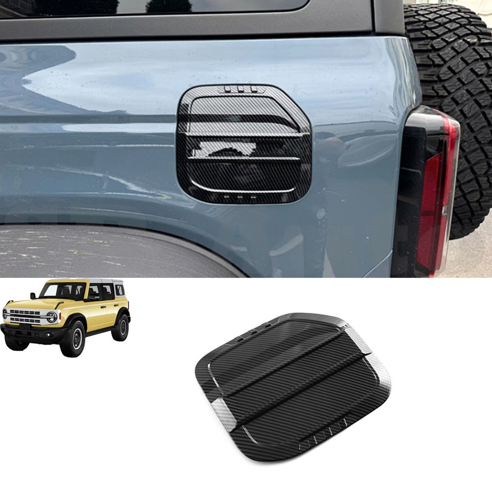 For 2021-2024 Ford Bronco Carbon Fiber Gas Tank Cap Fuel Filler Door Cover Trim