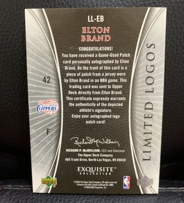 2006 Upper Deck Exquisite Limited Logos Elton Brand Auto Patch /50 