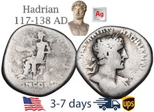 Ancient Roman Empire Coin Silver Denarius Hadrian 117 - 138 AD Authentic #21183