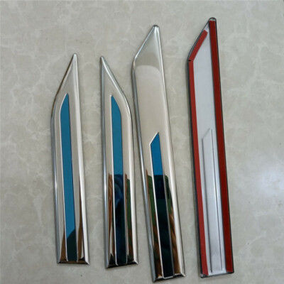 4x Edelstahl Chrom Blau Auto SUV Kotflügel Dolch Embleme Aufkleber Universal Neu