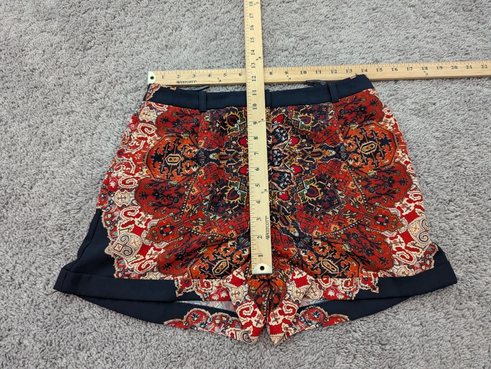 Pantalones Cortos Topshop Mujer Talla 10 Cintura Elástica Paisley Boho Negros Foto 3 de 4