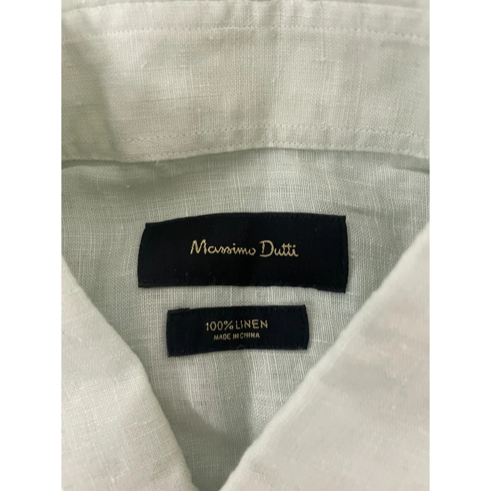 Camisa con botones Massimo Dutti para hombre talla S verde lino manga larga 0186/450 nueva con etiquetas Foto 4 de 4