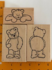 Front  Back Teddy Bear Rubber Stamps by Various Manufacturers