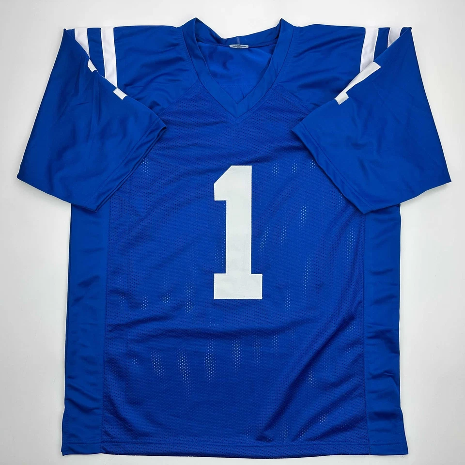 Facsimile Autographed Pat McAfee Indianapolis Blue Football Jersey Size Men's XL - Image 3 of 4