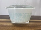 Pyrex Amish Butterprint Turquoise White 1 Qt Cinderella Bowl W Lid #473 FADED