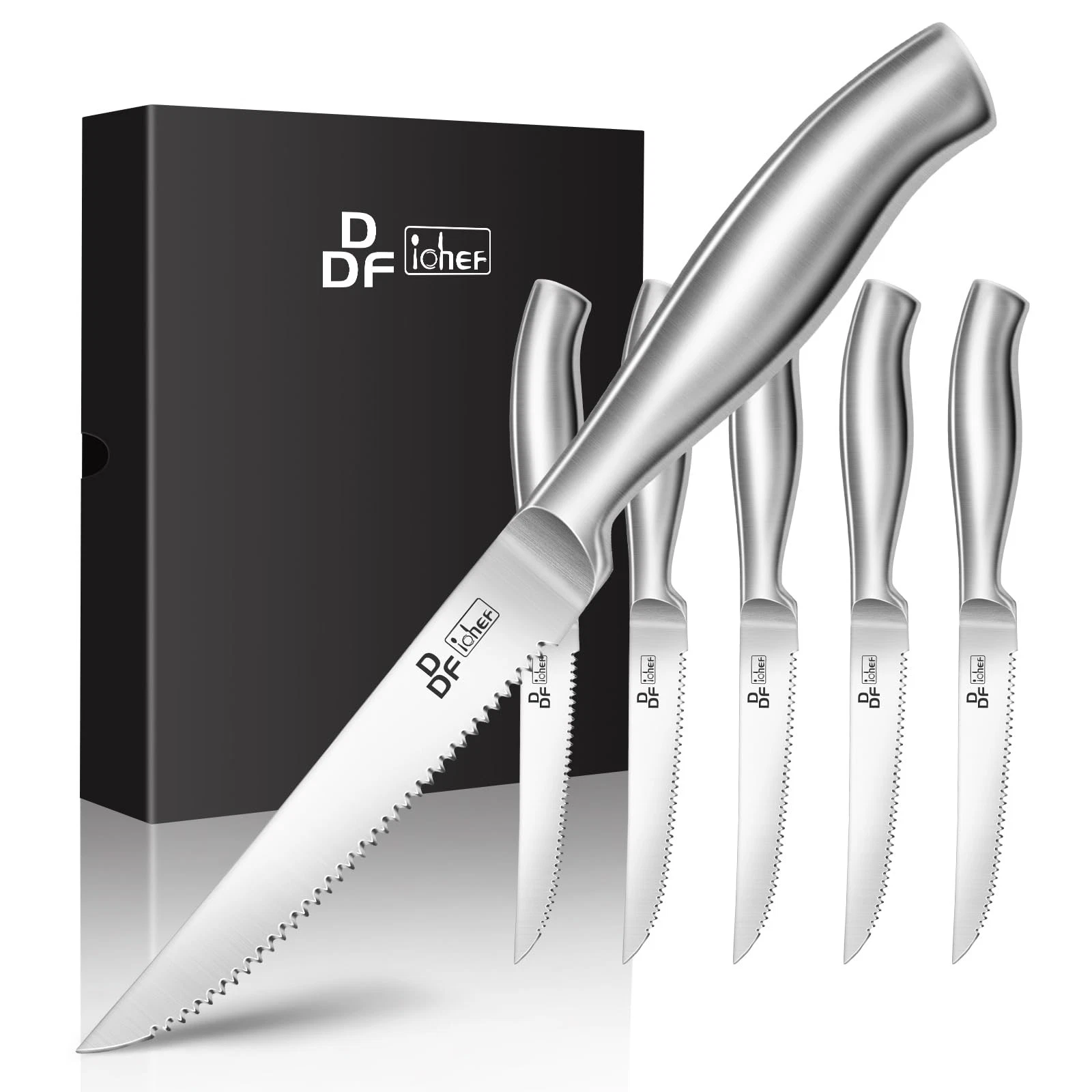 Steak Set, 6 Piece Steak , High Carbon Japanese Stainless Steel Serrated Steak