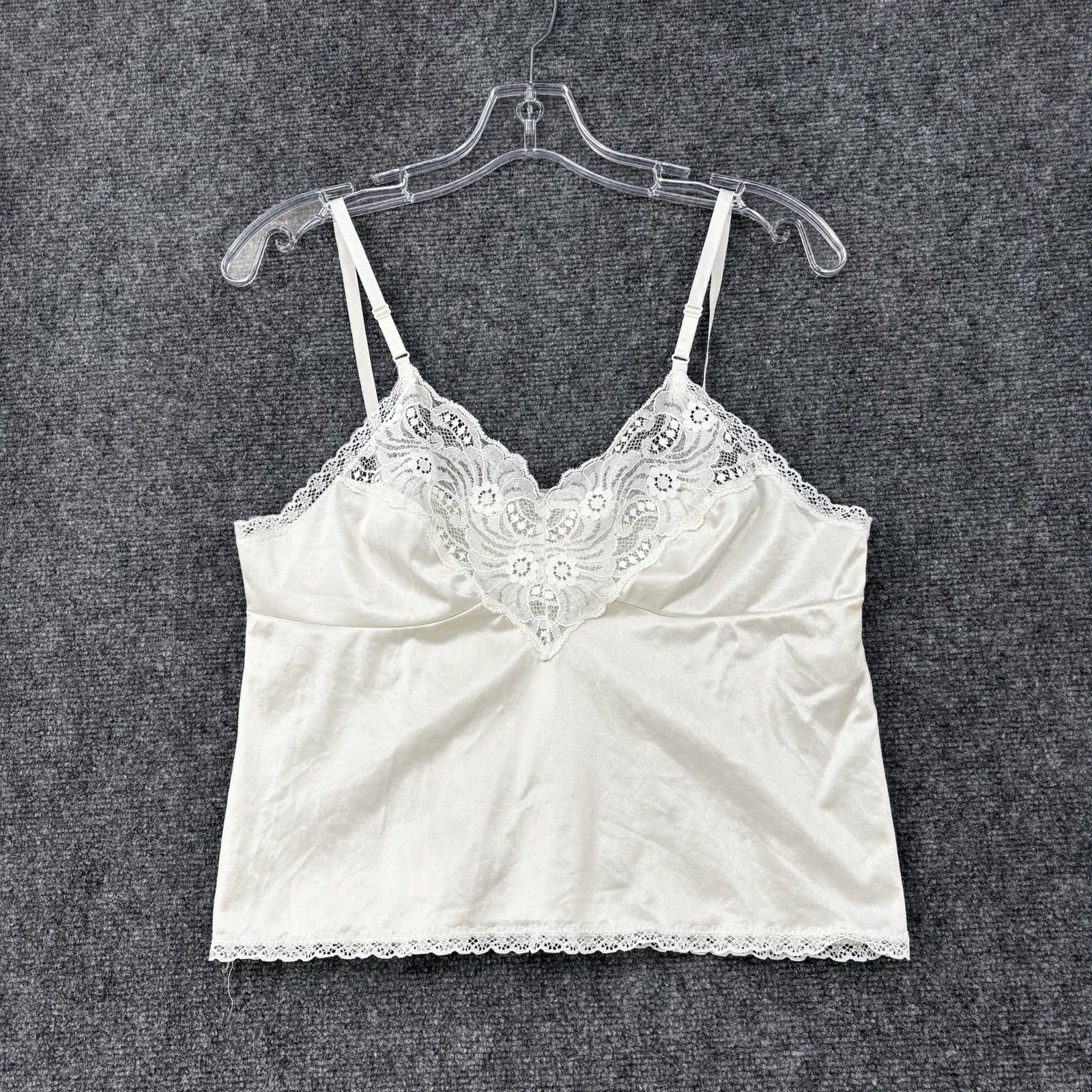 VINTAGE Sears White Lace Cami Top Adjustable Women’s Small Made In USA