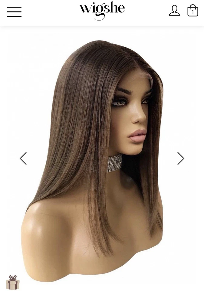 **NUEVO EN CAJA** Peluca de cabello humano marrón medio de Wigshe Foto 3 de 4