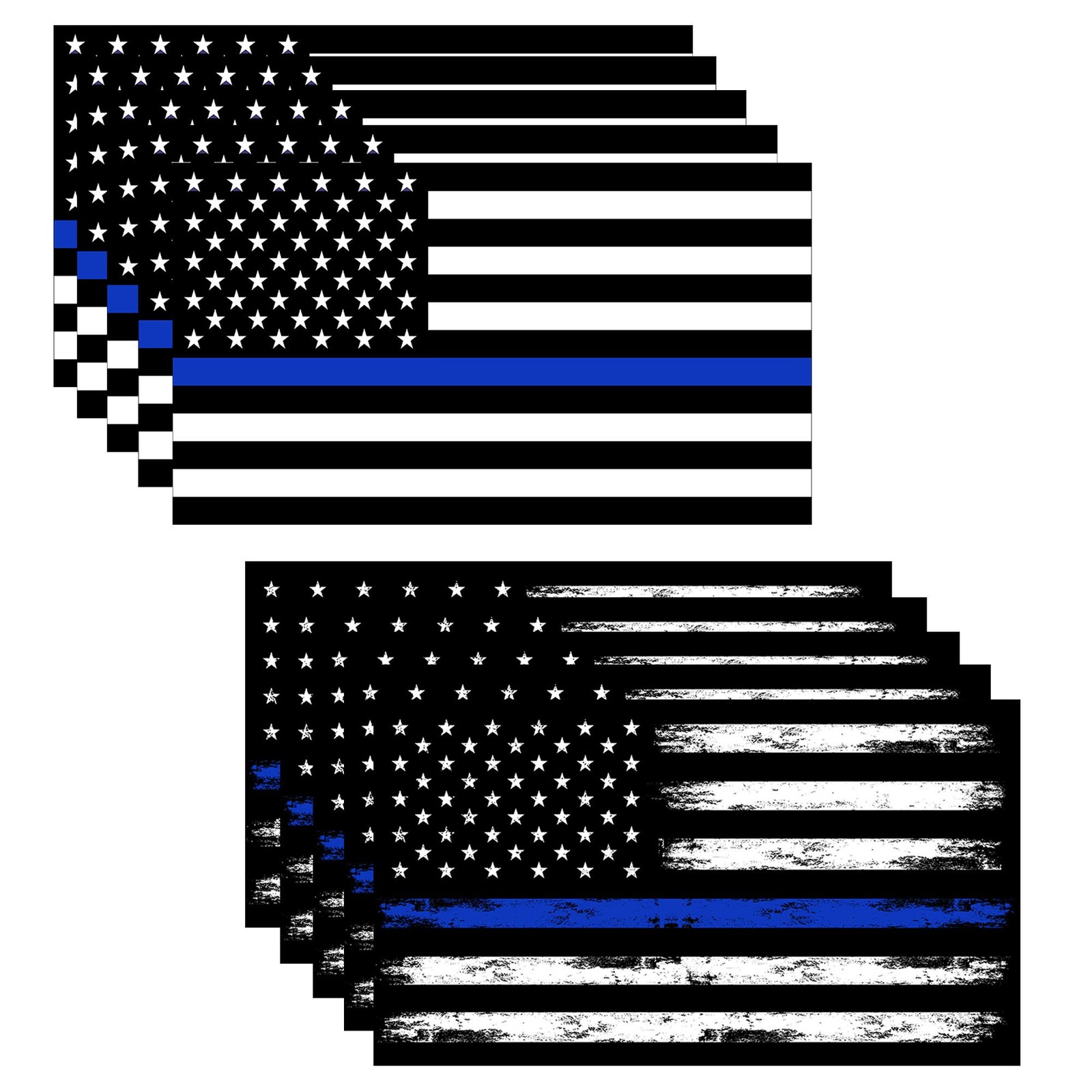 5.1x 3 Inch Calcomanías Bandera Thin Blue Line USA 10 Piezas para Coche o Bumper