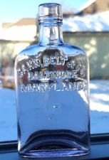 Antique CAHN, BELT & CO. BALTIMORE, MD Whiskey Bottle Glass Half Pint Embossed