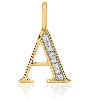 10K massiver Gelbgold Diamant Akzent kleiner Buchstabe A Initiale Anhänger Halskette