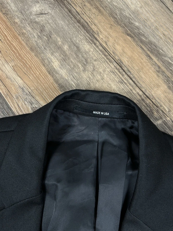 Theory Blazer Jacket Men's 42R Black Two-Button USA Union Made Double Vent - Image 3 of 4