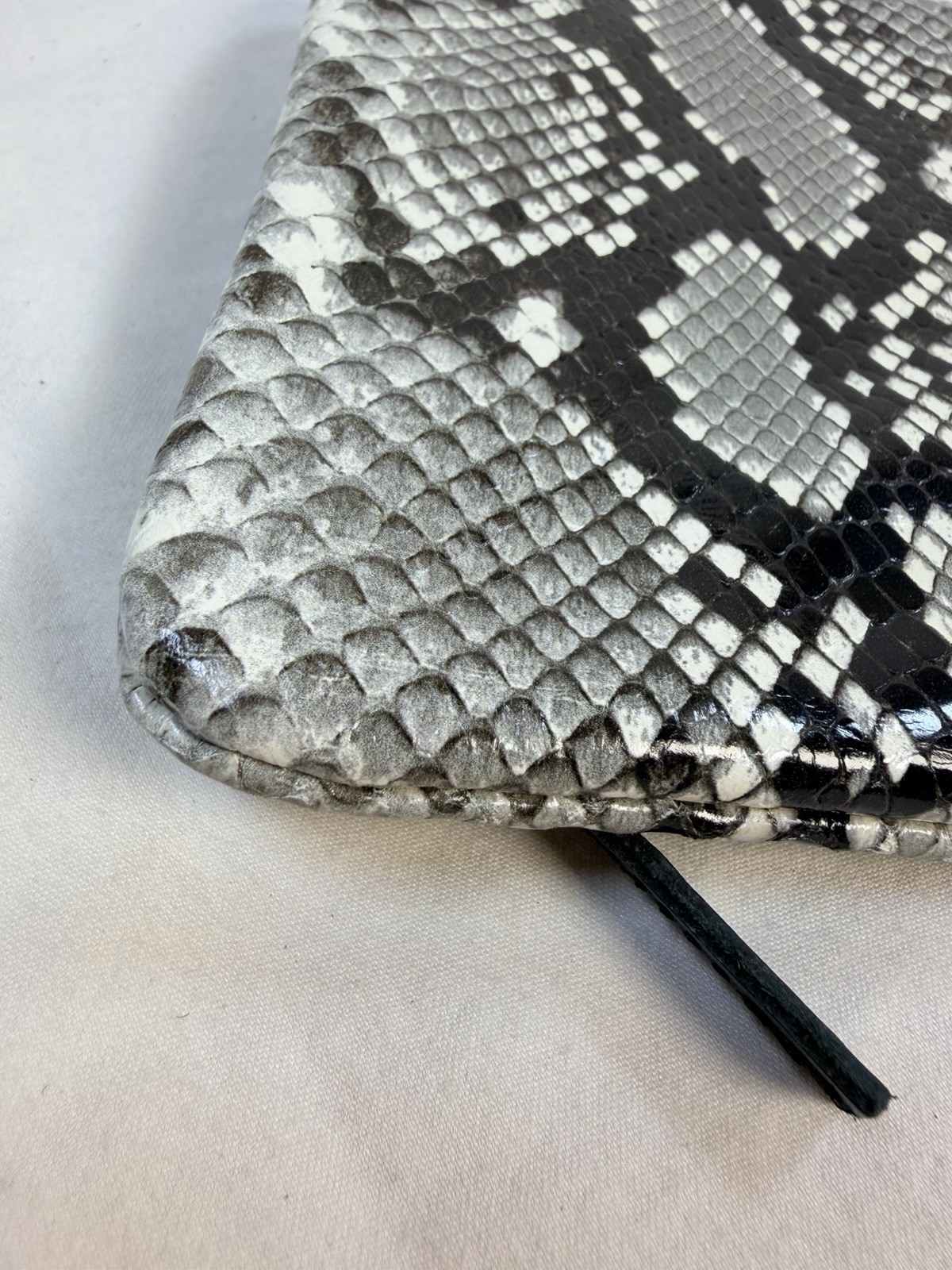 Claire V Python Print Foldover Leather Clutch Red… - image 8