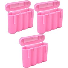 AA AAA Pink Plastic Battery Storage Case Holder Box USA Ship Pack of 3 