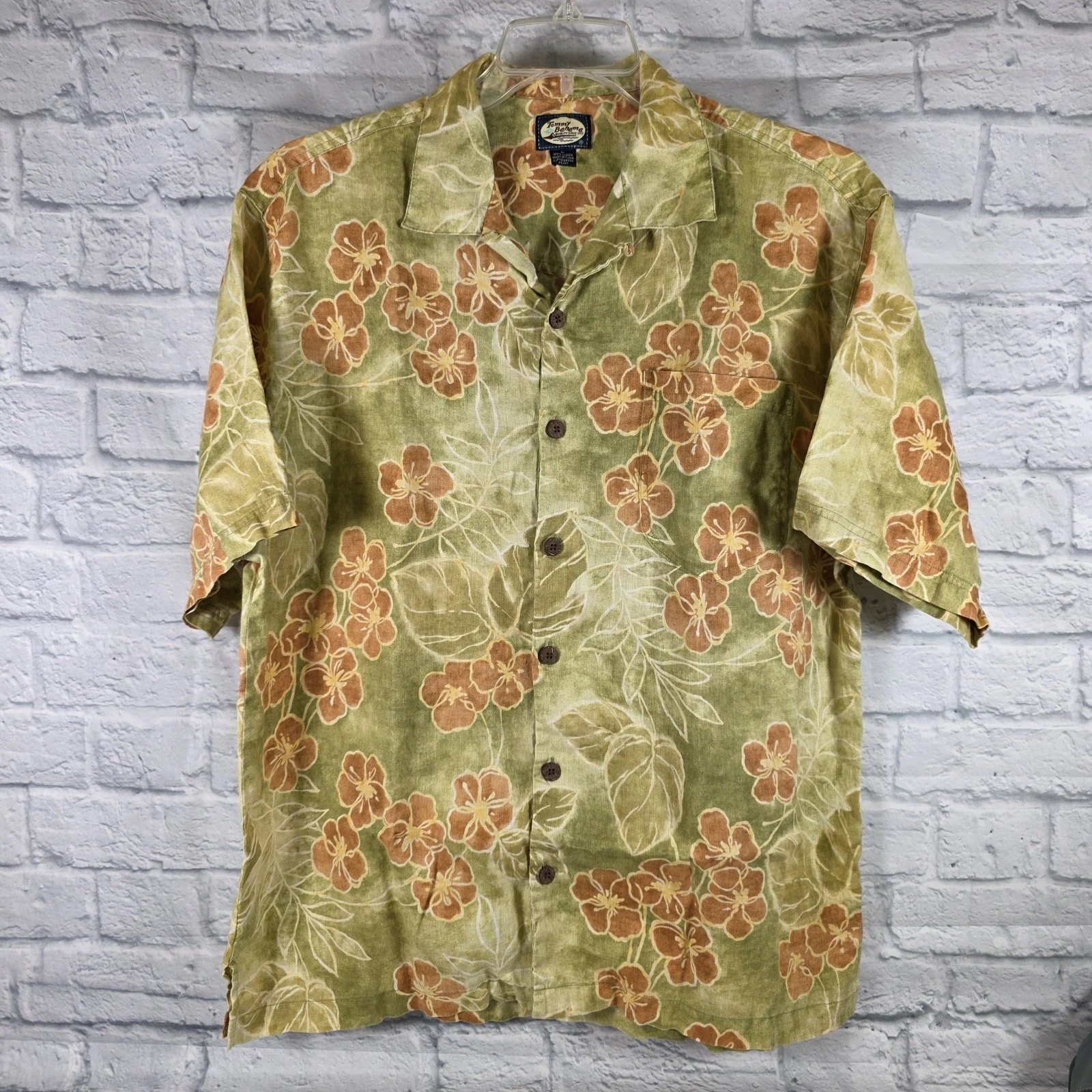 Tommy Bahama Hawaiian Shirt Men's Large 100% Linen