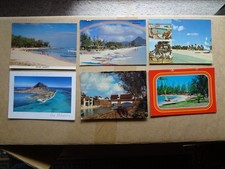 6 X Mauritius souvenir postcards with 3 x used to the UK