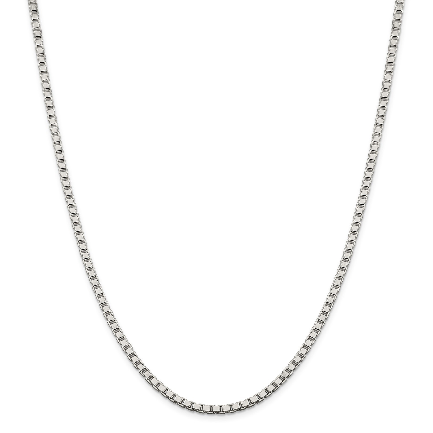 Sterling Silver Solid Polished 3.25mm Plain Box Chain w/ Lobster Clasp 16" - 30"