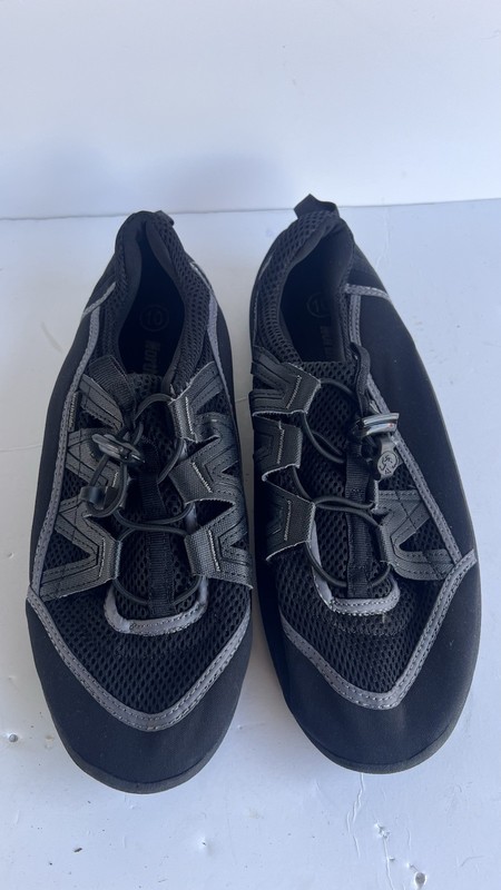 Mornside Mens Water Shoes Black Gray Quick Lace Mesh Aqua Shoes Size 10