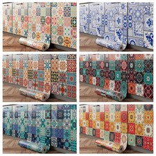 Multicolor Bohemian Moroccan Tile Vinyl Wall Stickers Peel Stick Wall Decals