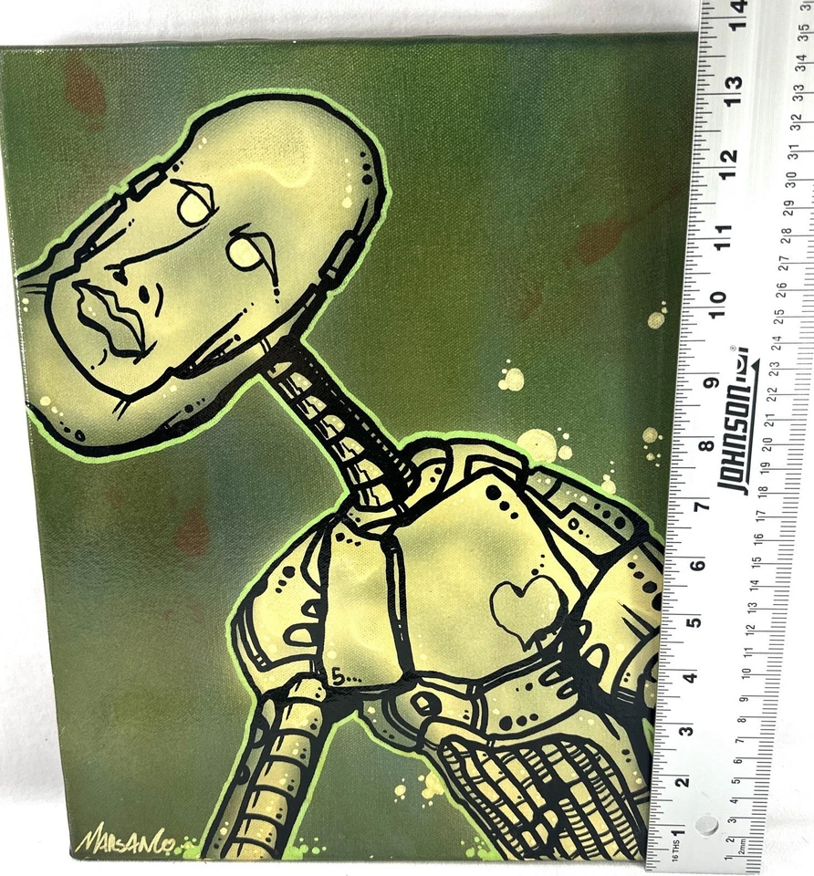Figura Robot Pintura Acrílica Original Matt Marsango “Chance” 11x14 Firmada Foto 4 de 4