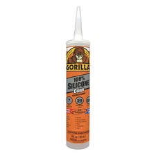 Silicone Sealant, 10 oz, Cartridge, Clear, Silicone Base, Waterproof Caulk &