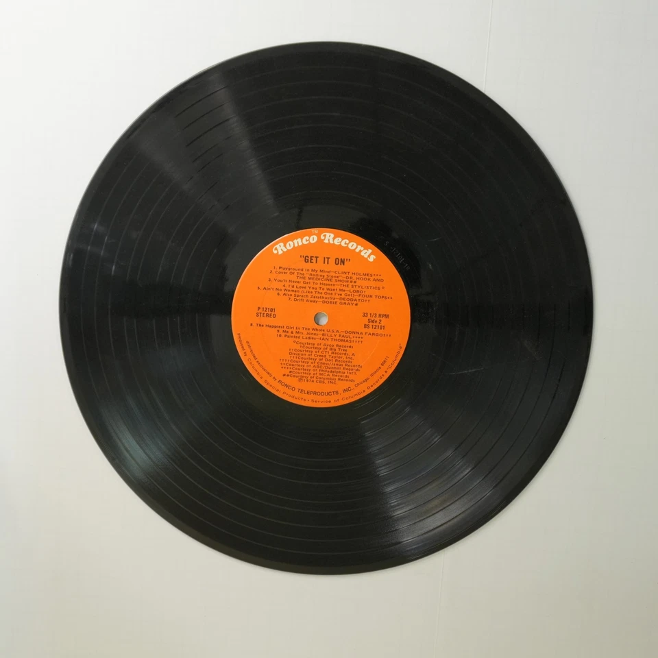 Ronco – Get It On! LP Vinyl 20 Original Hits/Artists 1970s Comp P1201 - Image 4 of 4