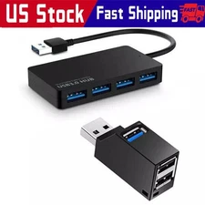 USB 3.0 Hub 4-Port Adapter Charger Data SLIM Super Speed PC Mac Laptop Desktop