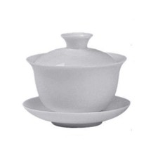 White Glaze Porcelain Gaiwan Teacup Kung Fu Tea Service Set 100ml Size