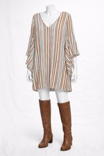 Altar'd State Striped Boho Tunic Dress Small Rayon Made USA Flowy Bell Sleeve
